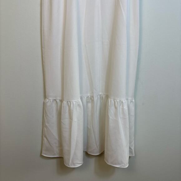 PARK & FIFTH Singer Midi Dress Size Medium Ruffle Hem White Wedding Bachelorette - Picture 11 of 12